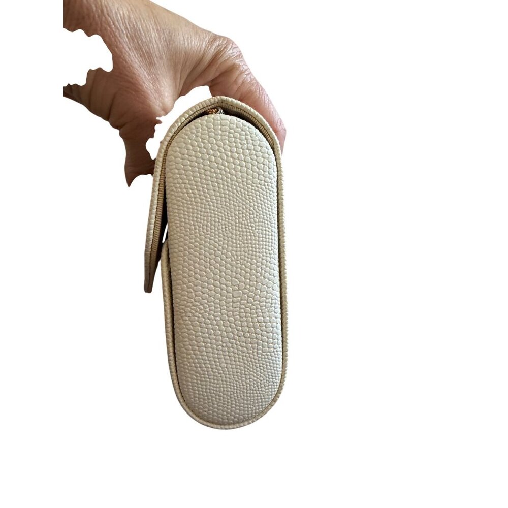 Delill Womens Clutch Stingray-like Pattern Cream Rectangular Flap Strap Vintage - Picture 5 of 11